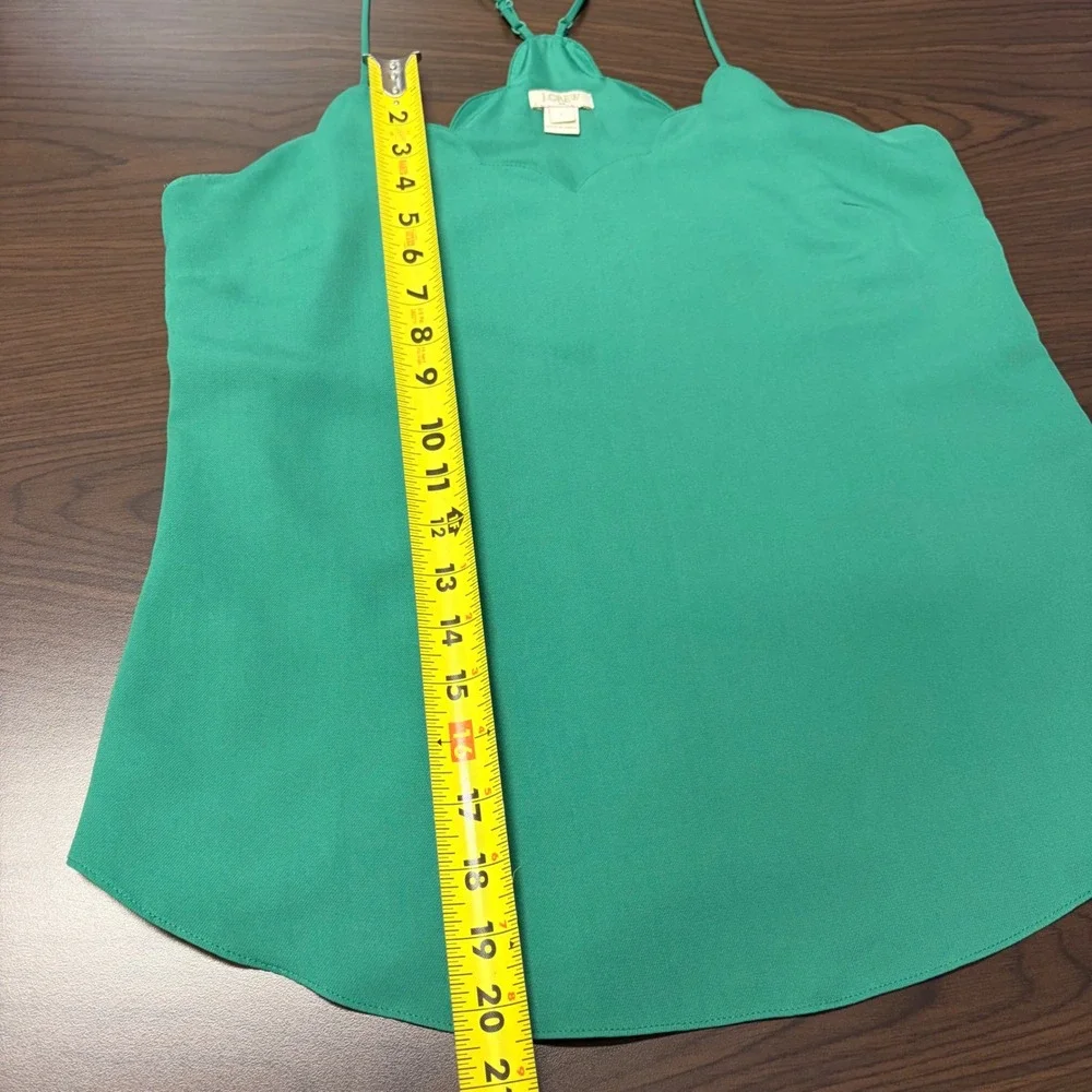 J.Crew Emerald Green Scalloped Racerback Camisole Top Size 2 XS Coquette Summer